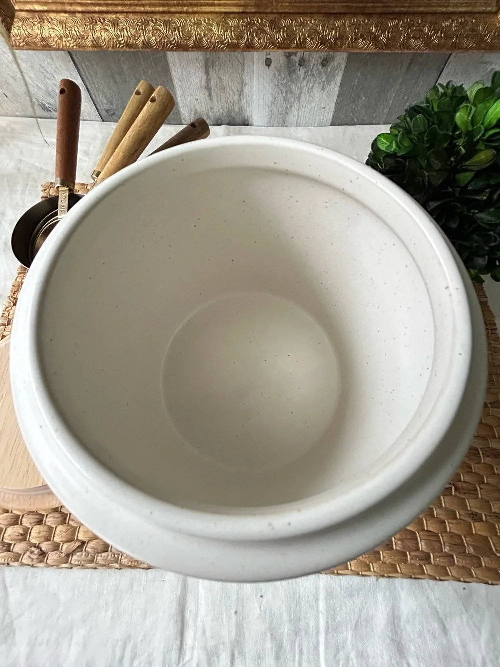 🌴Threshold Two-Tone Speckled Cream Stoneware Canister w/Wood Lid